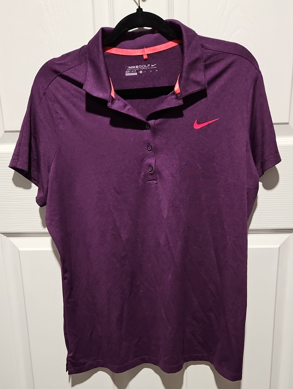 Nike Women’s Purple Golf Polo with Pink Swoosh